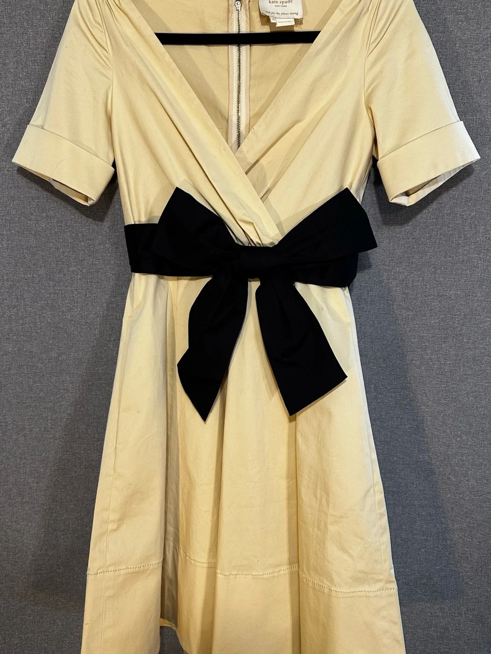 kate spade Cream A‑Line Dress with Black Waist Bow